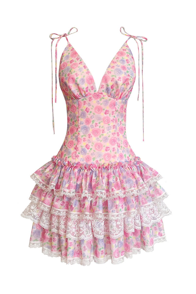 Cupcake Floral Pink Mini Dress (size XS)