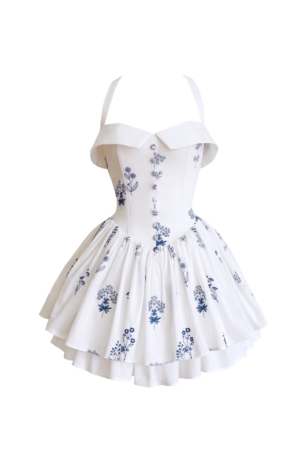 Le Jardin Bleu Corset Mini Dress