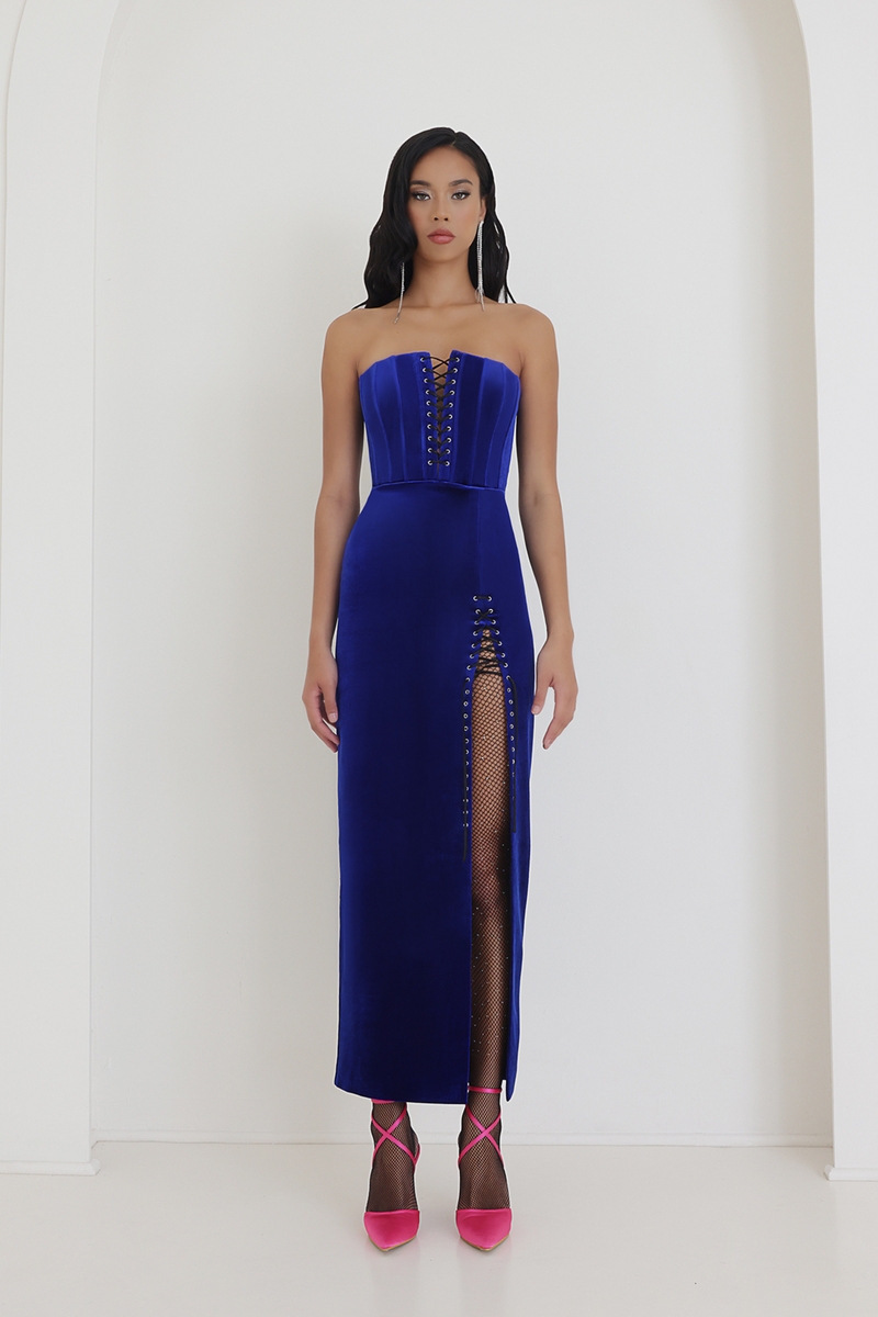 Sapphire velvet dress on sale